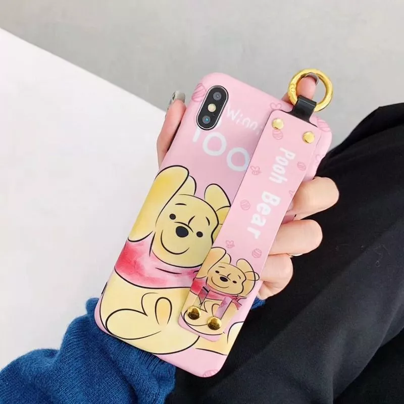 capinha p celular pooh rosa apoio pegador suporte case capa smartphone iphone Capinha p/ Celular Pantera Cor-de-Rosa Minimalístico Case Capa Smartphone iPhone