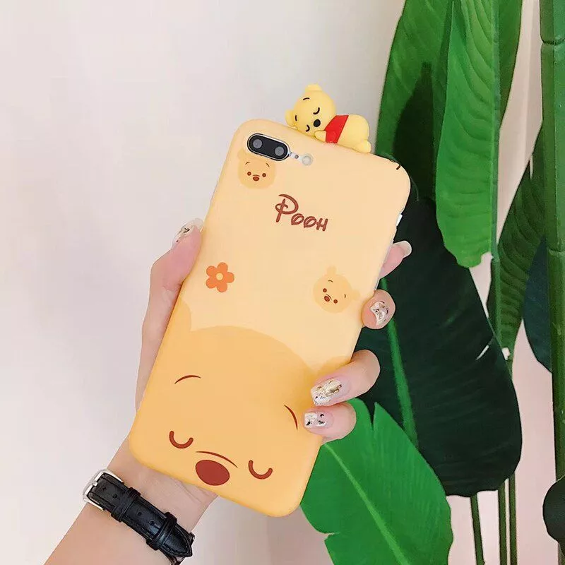 capinha p celular pooh soneca case capa smartphone iphone L-FADNUT bonito pele fofo caso do telefone para o iphone x xr xs 11 pro max 5 5S se luxo diamante de volta escudo para 6 s 6 7 8 plus capa menina