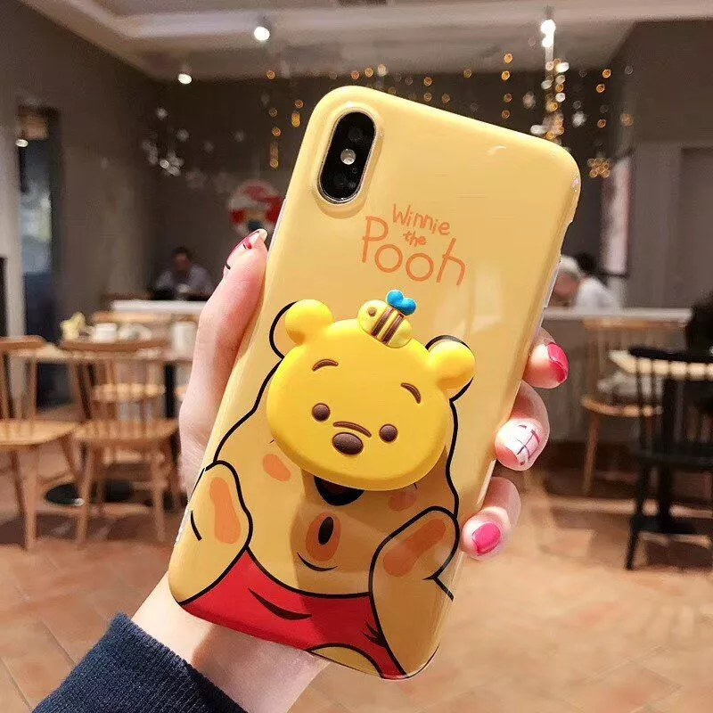 capinha p celular pooh suporte case capa smartphone iphone samsung Capinha celular case Imd pedra de mármore gel caso para apple iphone 7 6s 6 8 plus x xr xs max casos preto branco macio caso de telefone mole