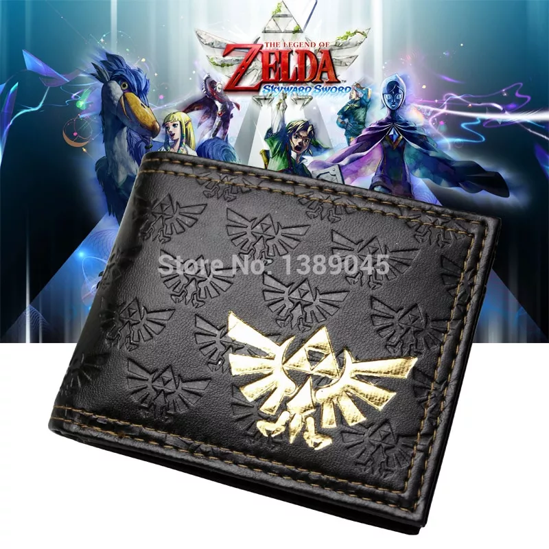 Carteira A lenda de zelda em todo o relevo com folha de ouro bi-fold bolsa DFT-1105