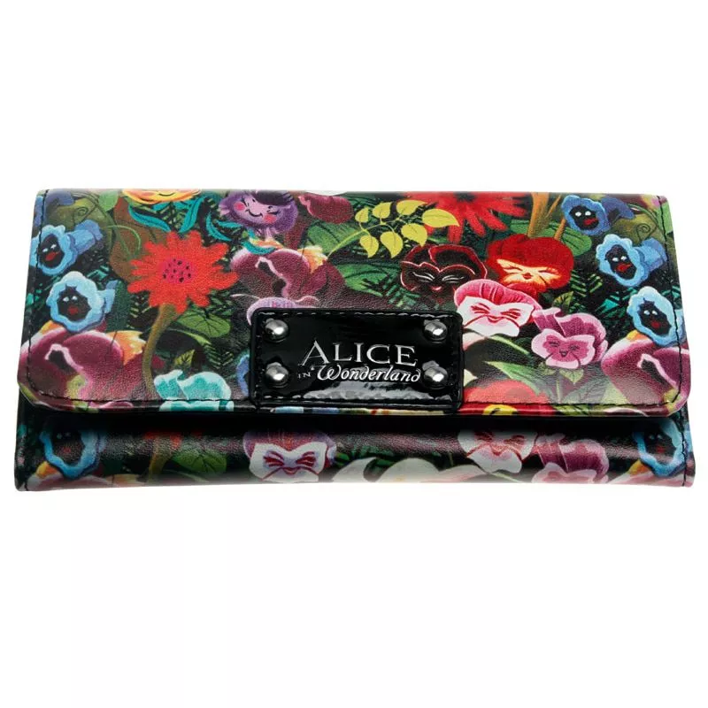 Carteira Alice carteira feminina carteira de couro do plutônio bolsa lazer estilo colorido 3 dobre flores impressão carteiras femininas longo moeda bolsa DFT-1906