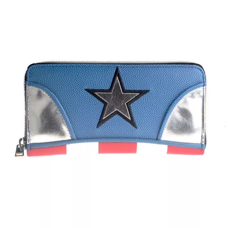Carteira Capitão américa estilo feminino. Zipper carteira