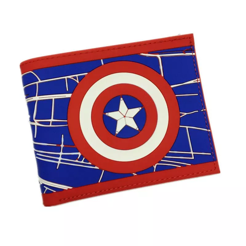 carteira escudo marvel capitao america Touken ranbu carteira feminina de couro sintético, carteira feminina feita em couro sintético de poliuretano com zíper e espaço para cartões