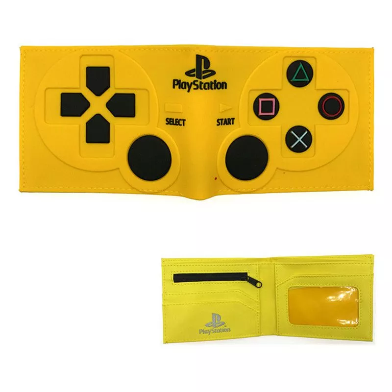 carteira estilo controle video game amarelo playstation Touken ranbu carteira feminina de couro sintético, carteira feminina feita em couro sintético de poliuretano com zíper e espaço para cartões