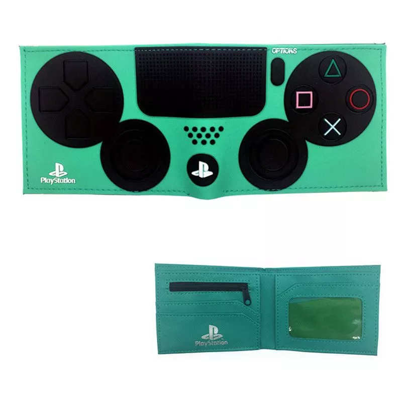 Carteira Estilo Controle Video Game Verde Playstation