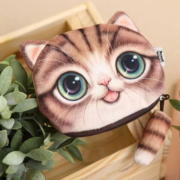 Carteira Estojo Bolsa Gato Marrom