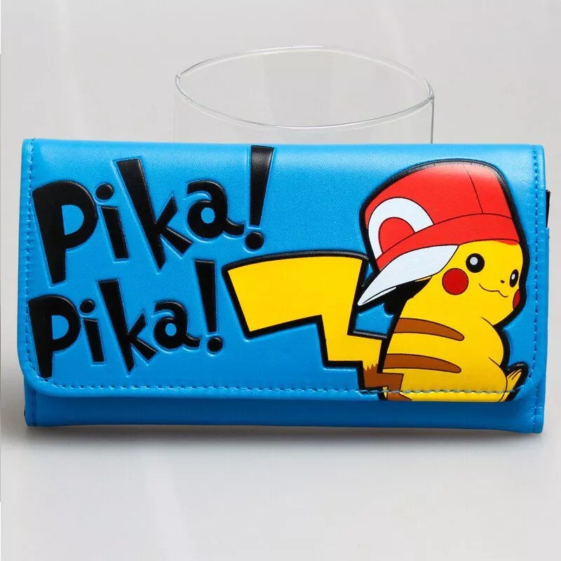 Carteira longa azul Pokemon Pikachu Pika bolsa DFT-1801