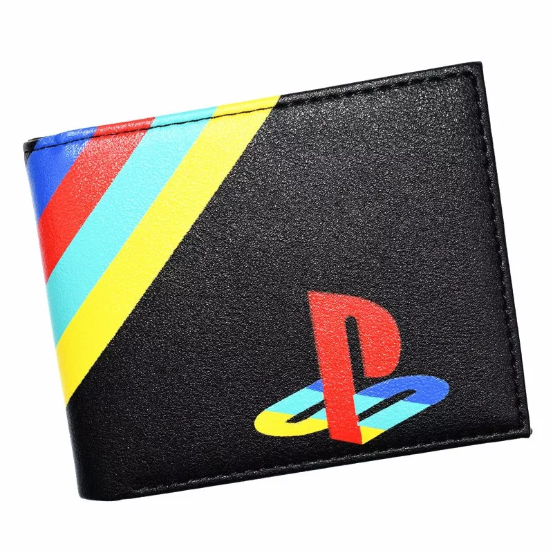 Carteira PS PlayStation logo com bolso de moeda carteira de couro de couro