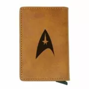 Carteira Star Trek Retro Estrela Clássico cartão de carteira de Cartão de Crédito Das Mulheres Dos Homens Do Vintage Carteiras De Couro Marrom Mini Curto Purse Rfid