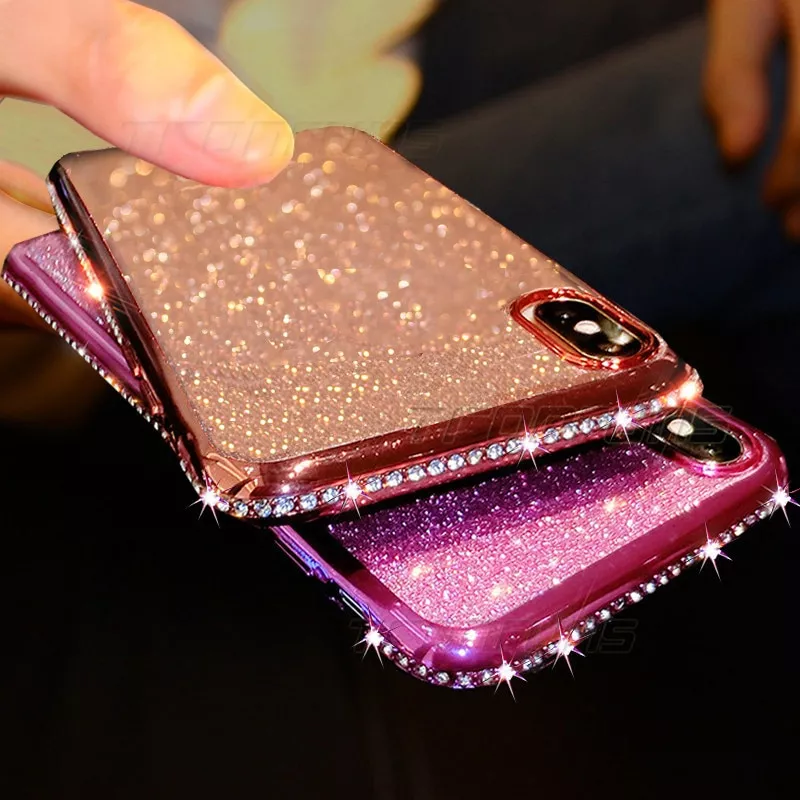 caso de cristal diamante glitter para xiao mi nota 8 7 6 5 pro 7a 6a k20 tpu Capinha celular case Mármore rachadura matte casos de telefone para iphone 12 mini 11 pro max se 2020 xs max xr x 7 8 plus capa de silicone macio tpu imd volta