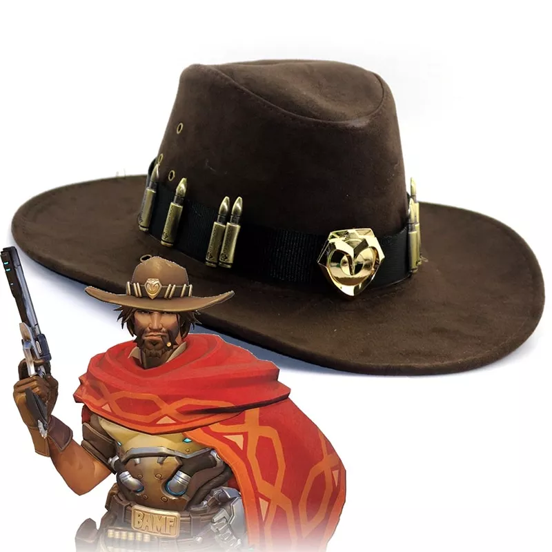 Chapéu Overwatch Jogo Oeste Cowboy Chapéu de Pirata Adereços Traje Herói Cosplay Acessório Do Jogo Jogo OW Soldado 76 Jesse Mccree Crachá Chapéu cosplay