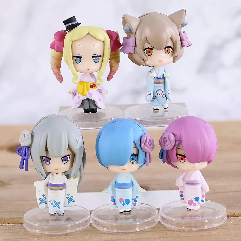 chaveiro 5 pcs set anime rezero hajimeru kara isekai seikatsu rem ram Action FIgure Re Zero Starting Life in Another World japonês versão original re zero kara hajimeru isekai seikatsu rem figura de ação collectible modelo brinquedos