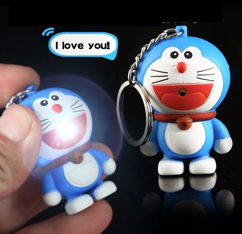 Chaveiro Doraemon Say i love you LED keychain,cute keyring,Christmas gift toy,car keyring gift for lovers Bag accessory