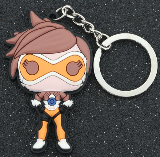 chaveiro game overwatch tracer 1 Broche Overwatch Mais de assistir jogo dva coelho logotipo metal pino rosa diva coelho duro esmalte broche para cosplay prop traje acessório jóias