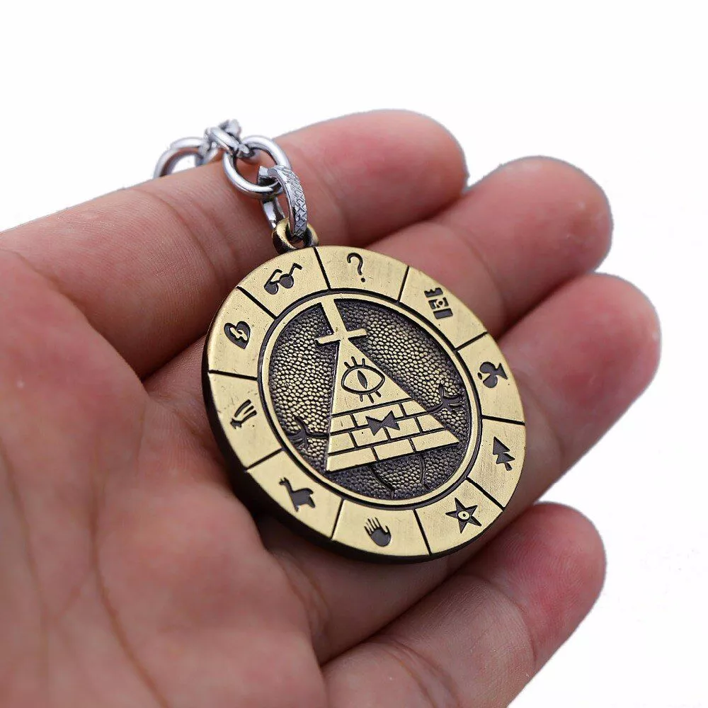 chaveiro gravity falls bill cipher circulo dourado Colar Gravity Falls Bill Cipher Círculo Dourado