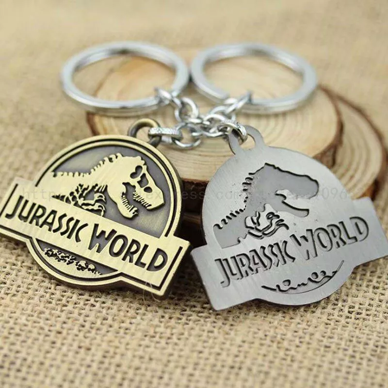 Chaveiro Jurassic World Logo Dourado/Prata/Vermelho