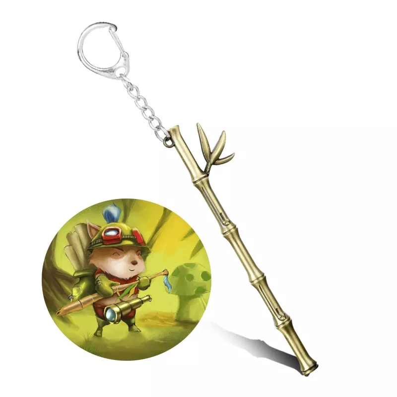 Chaveiro League of Legends lol chaveiro para mulher homem lol jóias teemo arma de bambu modelo chaveiros