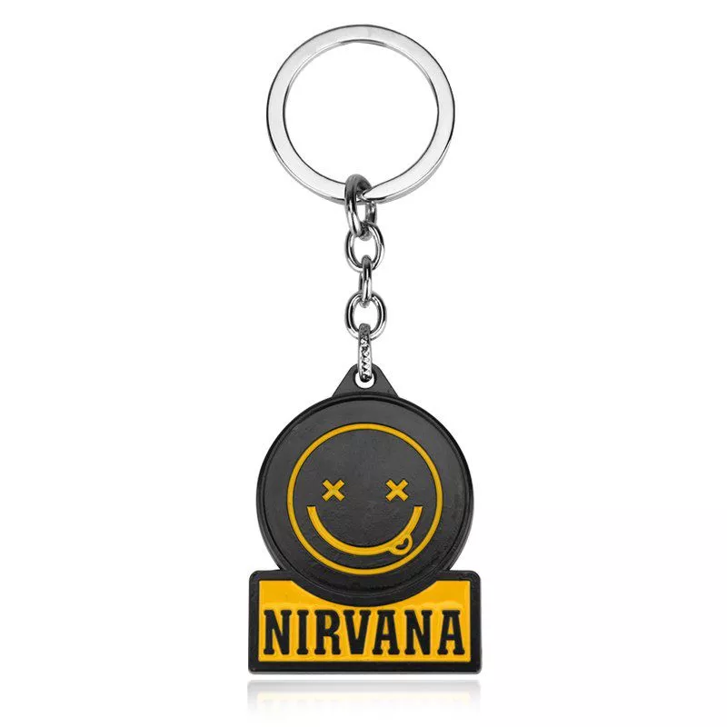 chaveiro nirvana banda rock musica logo Chaveiro Rolling Stones Banda Rock Música Logo Língua Prata