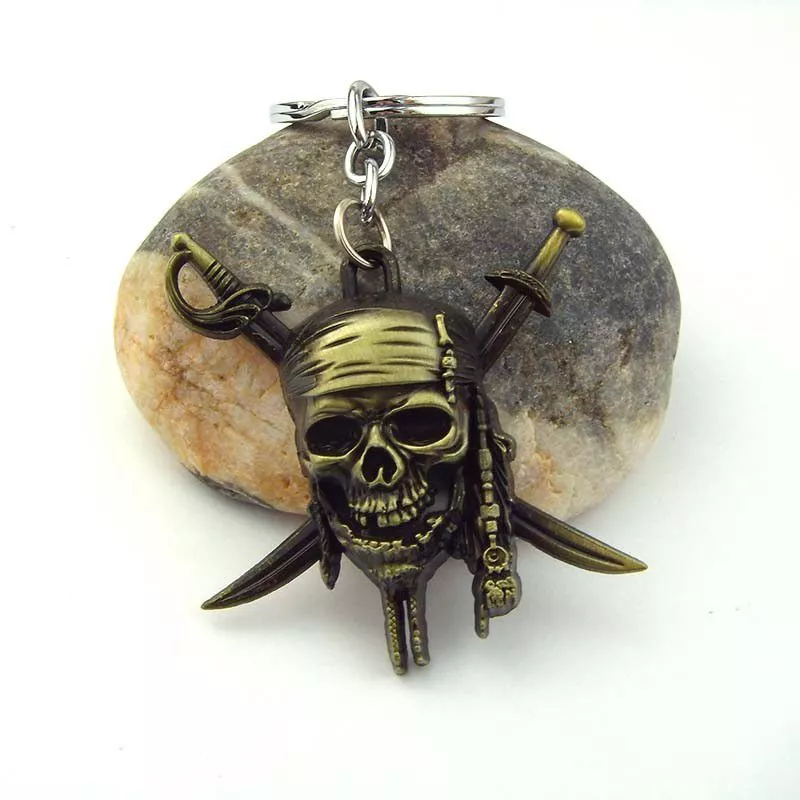 Chaveiro Piratas do Caribe Capitão Jack Sparrow Ouro Envelhecido