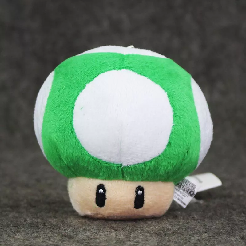 Chaveiro Super Mario Bros Cogumelo Verde Pelúcia Mini Chaveiro 9cm