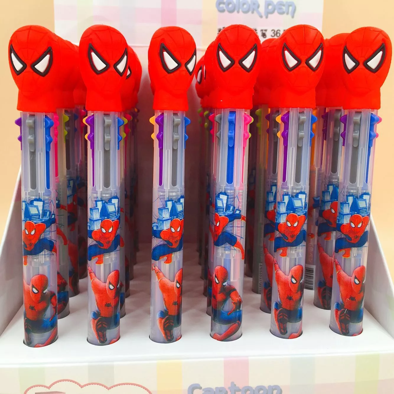 Cnaeta Desenhos animados marvel personagens homem aranha 6 cores chunky esferográfica caneta escola material de escritório presente papelaria escolar
