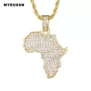 Colar África mapa iced para fora corrente strass cristal ouro/prata cor pingente & colar corrente para moda masculino/feminino presente jóias