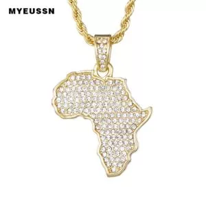 colar Africa mapa iced para fora corrente strass cristal ouro prata cor pingente Colar Egipcio Egito Kneeling isis figura com asas das mulheres dos homens colar pingente do vintage punk masculino feminino jóias direto da fábrica por atacado