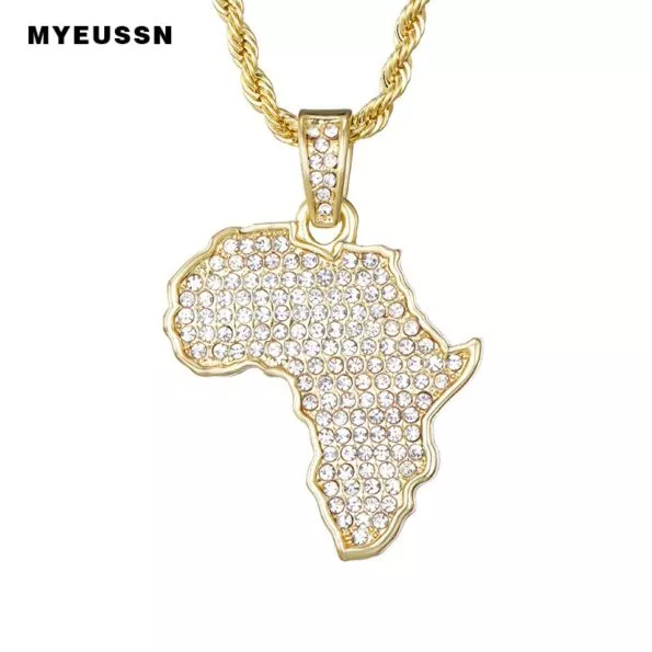 colar Africa mapa iced para fora corrente strass cristal ouro prata cor pingente Colar África mapa iced para fora corrente strass cristal ouro/prata cor pingente & colar corrente para moda masculino/feminino presente jóias