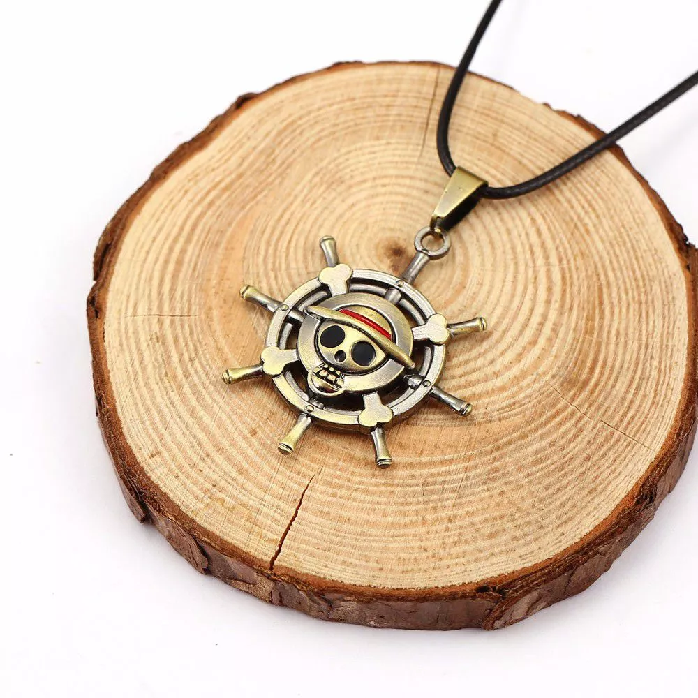Colar Anime One Piece Crânio Colar Monkey Dourado