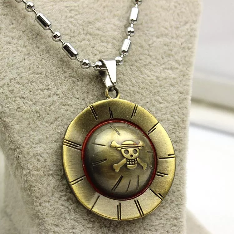 Colar Anime One Piece Luffy Caveira Chapéu