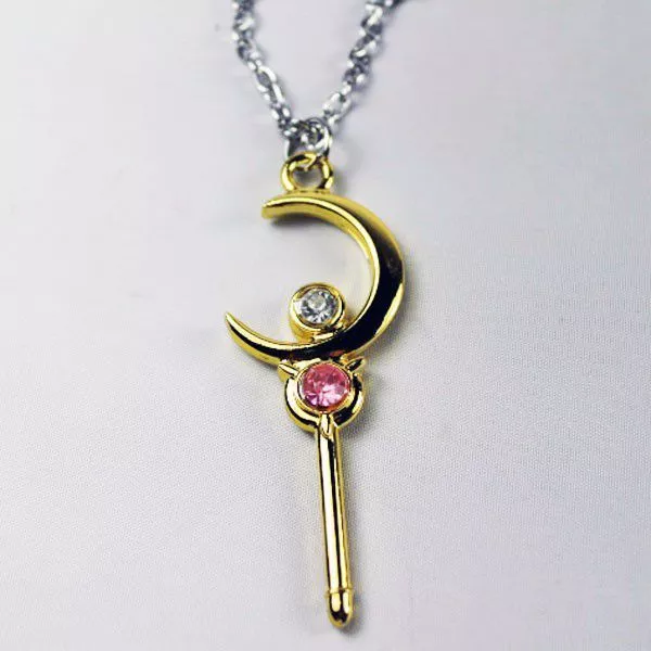 colar anime sailor moon tsukino usagi moon dourado rosa Colar Anime Sailor Moon Tsukino Usagi Prata