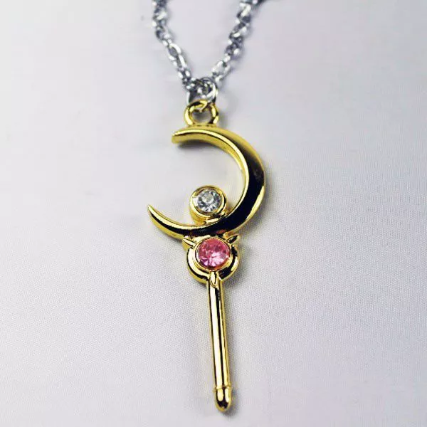 Colar Anime Sailor Moon Tsukino Usagi Moon Dourado/Rosa