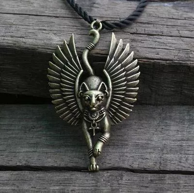 Colar Antigo Egito Gato Bastet Dourado