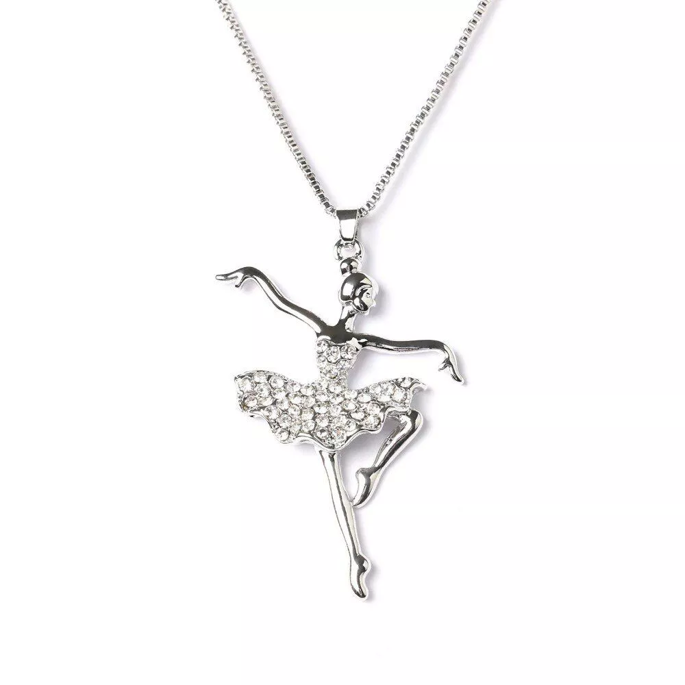 Colar Bailarina Balé Strass Prata