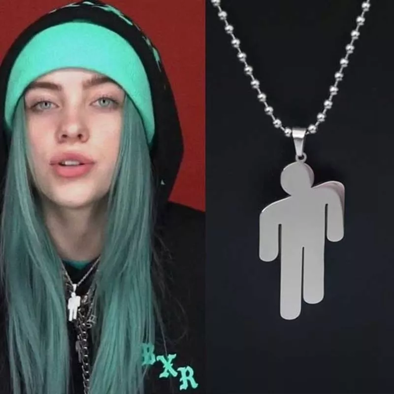 colar billie eilish pingente colar redondo strand chain colar de aco Billie Eilish Bandana Headband Faixa de Cabelo Cosplay Headwear Hop Lenço Quadrado Verde