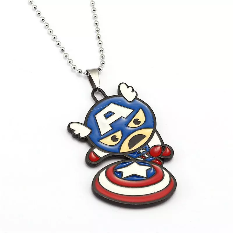 colar capitao america escudo vingadores avengers chibi super heroi Brinco Marvel Capitão América