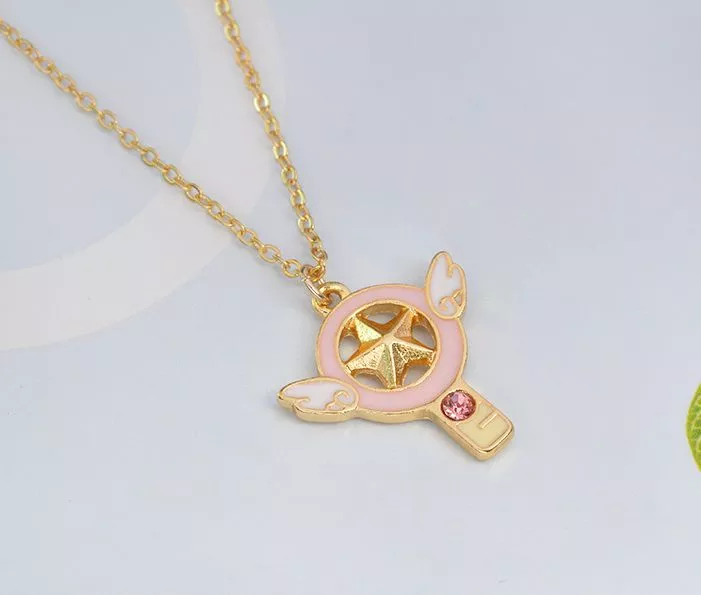 colar card captor sakura anime dourado cetro Colar África mapa iced para fora corrente strass cristal ouro/prata cor pingente & colar corrente para moda masculino/feminino presente jóias