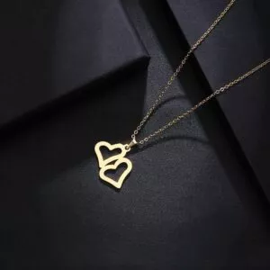 colar coracoes mulheres homem amante duplo coracao de ouro e cor de prata pingente Estrela pulseira minimalista nicho única corrente pulseira selvagem homens e mulheres amantes pulseira atacado de aço inoxidável mãos