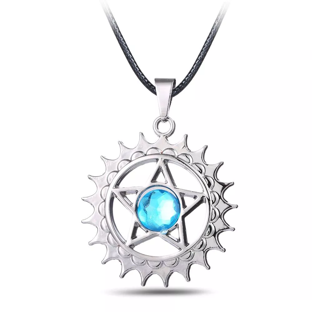 colar cosplay kuroshitsuji black butler estrela colar da liga de cristal azul colar Colar Stranger Things colares letra executar alfabeto luz monstro pingentes para mulheres homens cosplay jóias de filme de natal