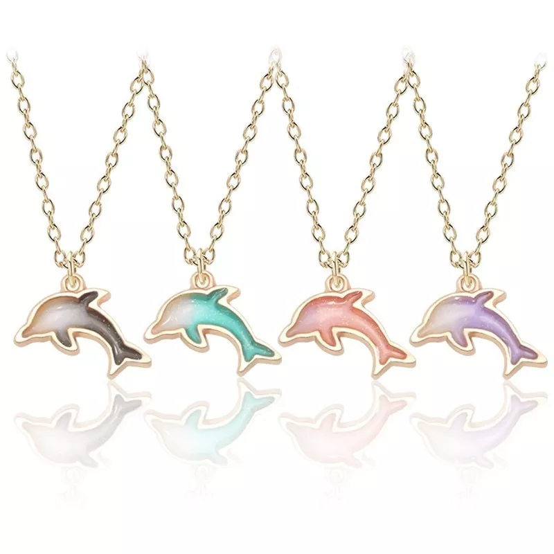 colar criativo da moda colar de liga de ouro com pingente de dolphin Óculos de sol irregular feminino marca designer de liga quadro de grandes dimensões personalidade óculos moda feminina claro len men