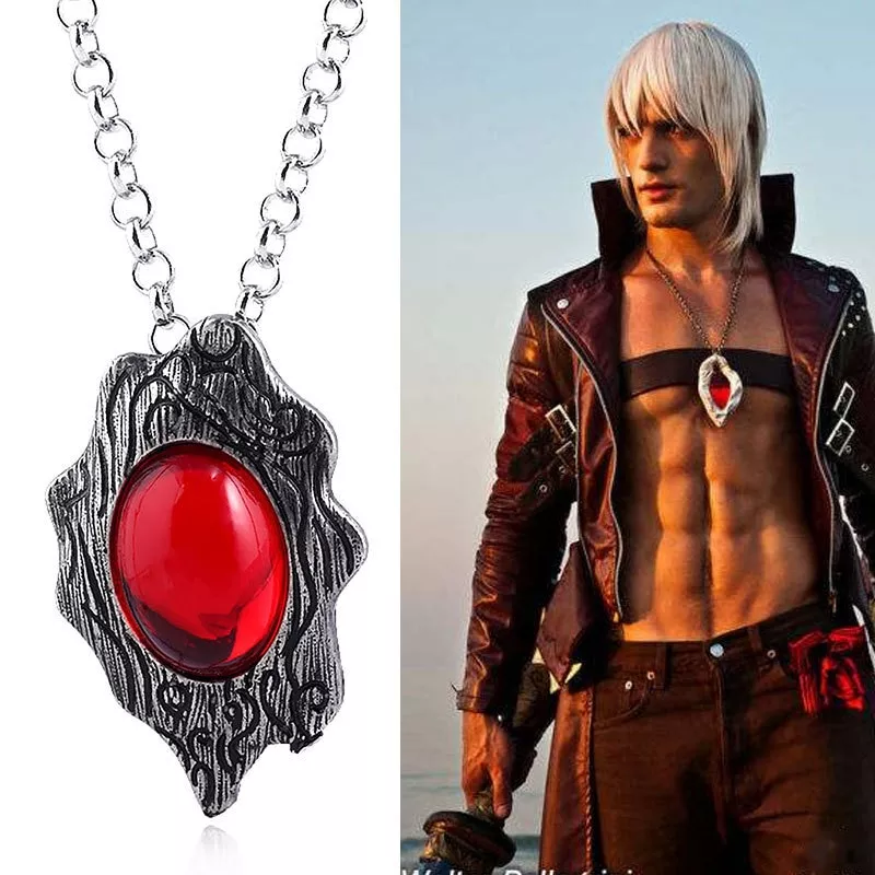 colar devil may cry game cosplay jewlery colar pingente dmc dante cosplay Brinco coréia meninas kpop assimetria de aço inoxidável parafuso prisioneiro brinco amor coração corrente orelha clipe grunge punk rock titânio aço brinco