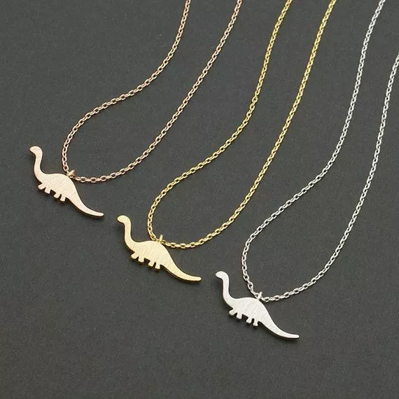 Colar Dinossauro Prata Dourado Bronze