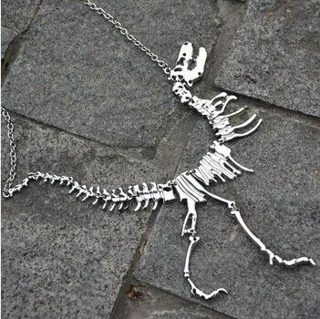 Colar Esqueleto Dinossauro Prata
