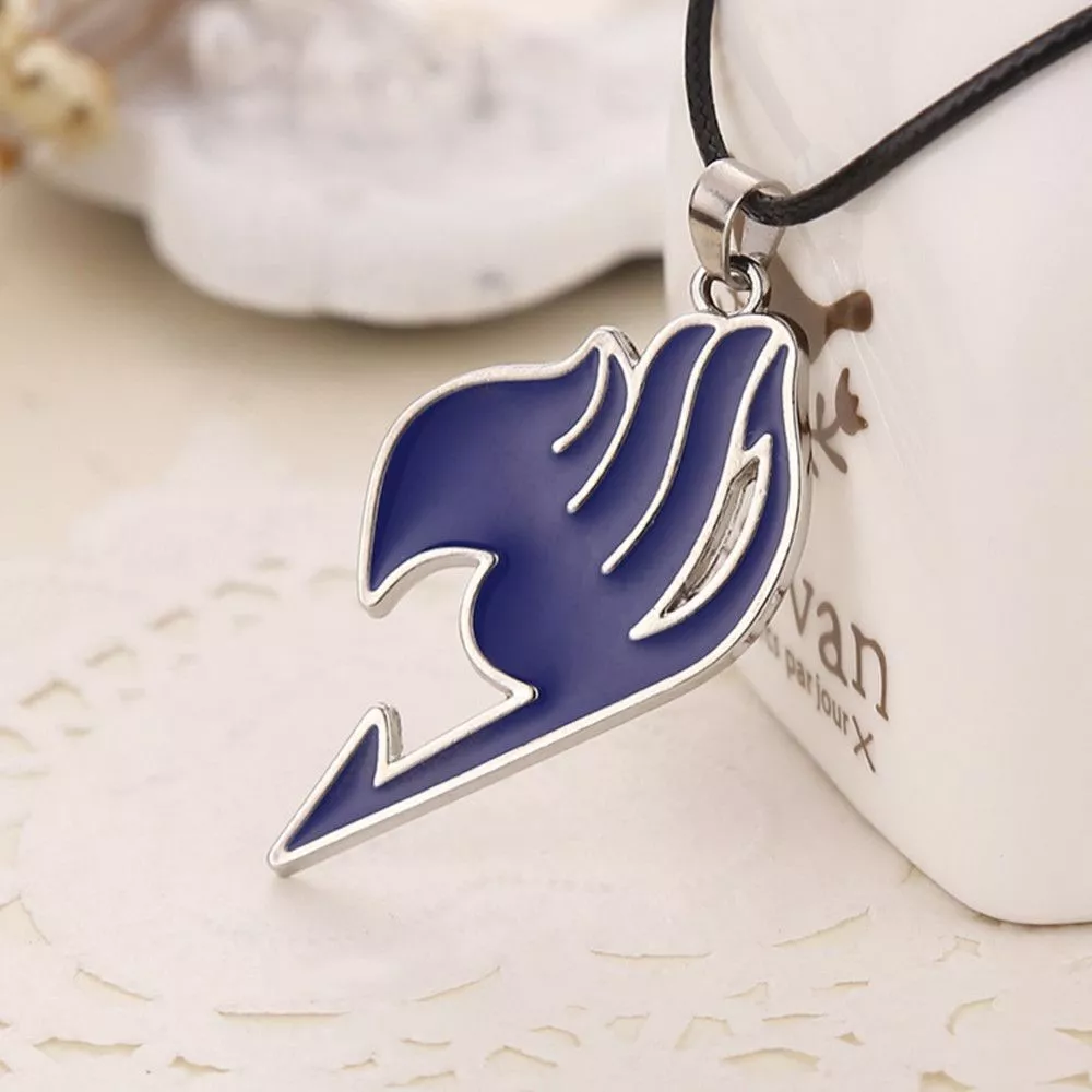 colar fairy tail emblema natsu azul Colar Fairy Tail Emblema Natsu de Aço