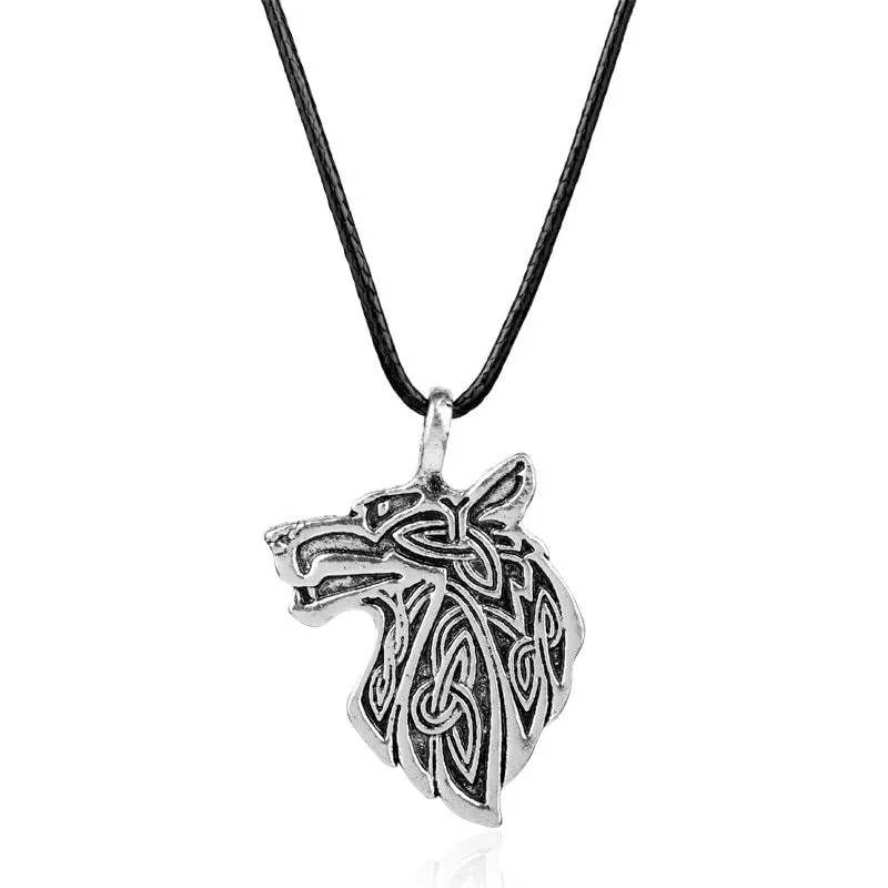 colar filme viking joias celtas da cabeca do lobo Colar The Witcher game jogo netflix lobo cabeça colar feminino presentes de natal moda jóias gargantilha pingente corrente melhor personalizado redondo longo colar