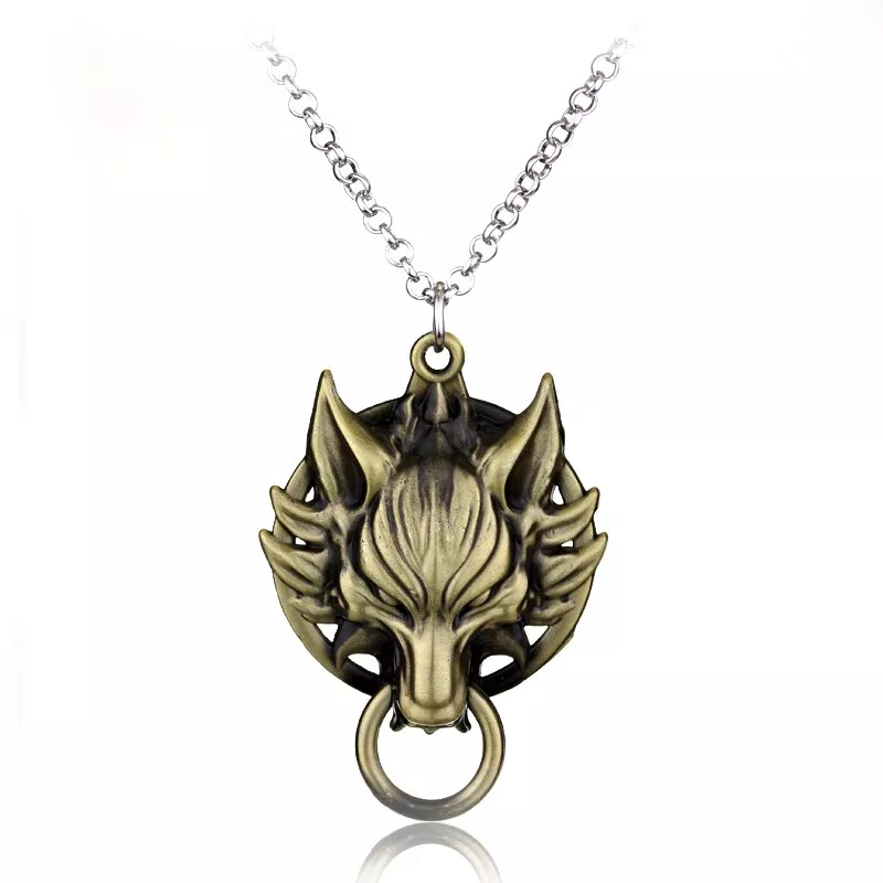 colar final fantasy cabeca lobo dourado Colar The Witcher game jogo netflix lobo cabeça colar feminino presentes de natal moda jóias gargantilha pingente corrente melhor personalizado redondo longo colar