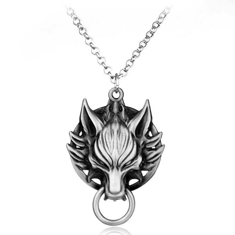 colar final fantasy cabeca lobo prata Broche Alice no País das Maravilhas #7