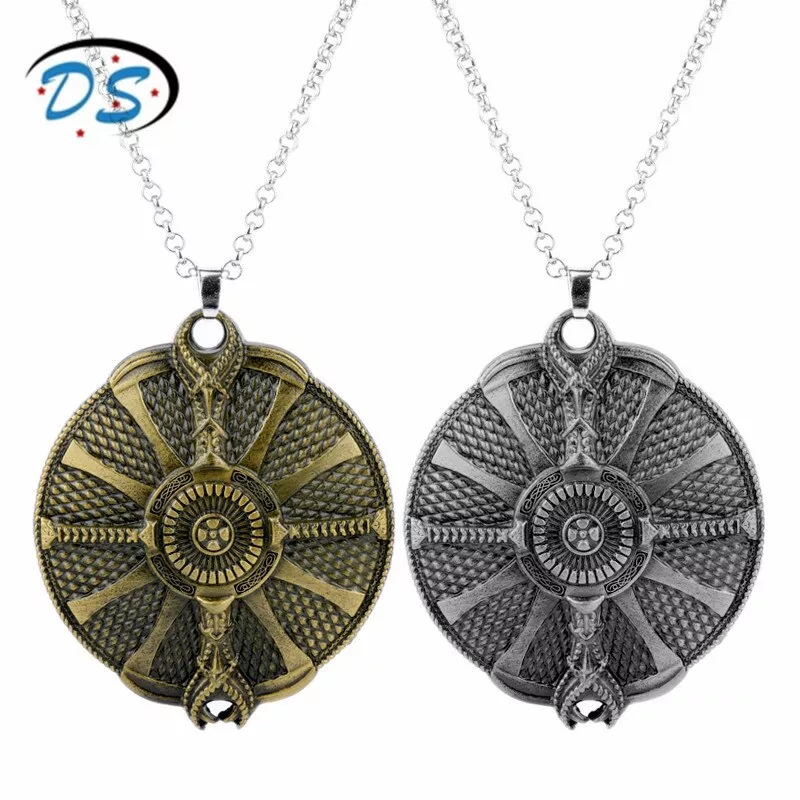 Colar God of war 4 jogos colar kratos escudo necklaecs pingentes vintage metal charme jóias colar link corrente colares
