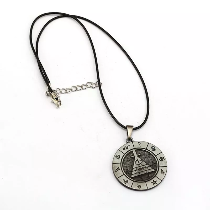 colar gravity falls bill cipher circulo prata Kpop pequeno colar de aço inoxidável amizade presente simples círculo redondo charme gargantilha colar pingente graduação jóias homem