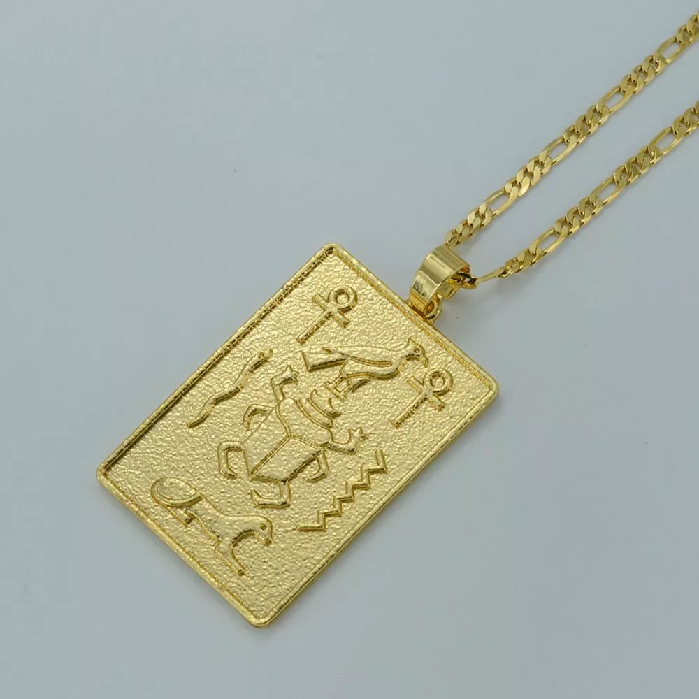 colar hieroglifos egipcios cruz de ankh Colar Egipcio Egito Pingente de amuleto egípcio, colares com crucifixo, pingentes em aço inoxidável, símbolo da vida, colares com cruz, joias de presentes